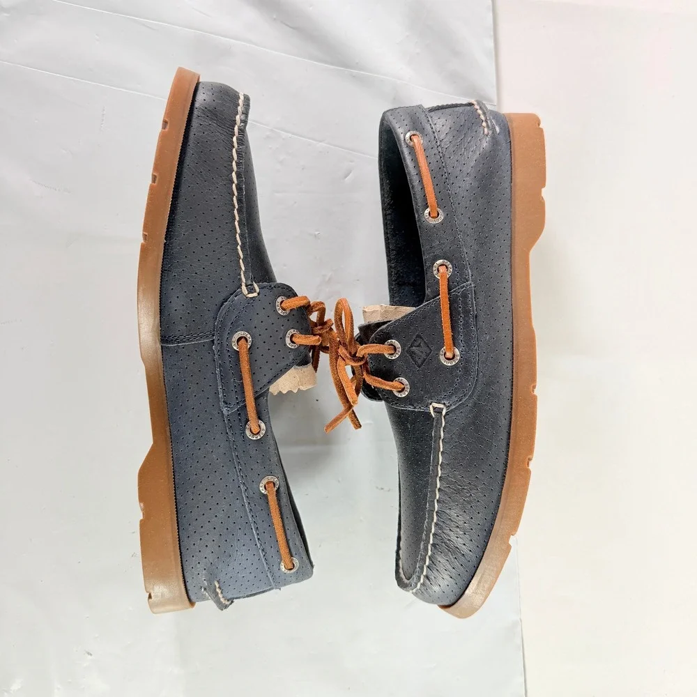 Sperry Men's Leeward 2-Eye Perf Navy Boat Shoes Size 9 W New